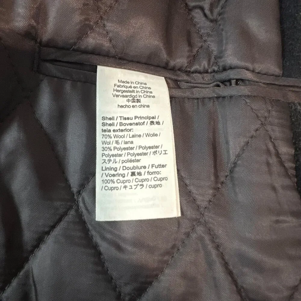J. Crew Ludlow Topcoat Wool Blend Plaid Check Overcoat Jacket Quilted Coat, 36S